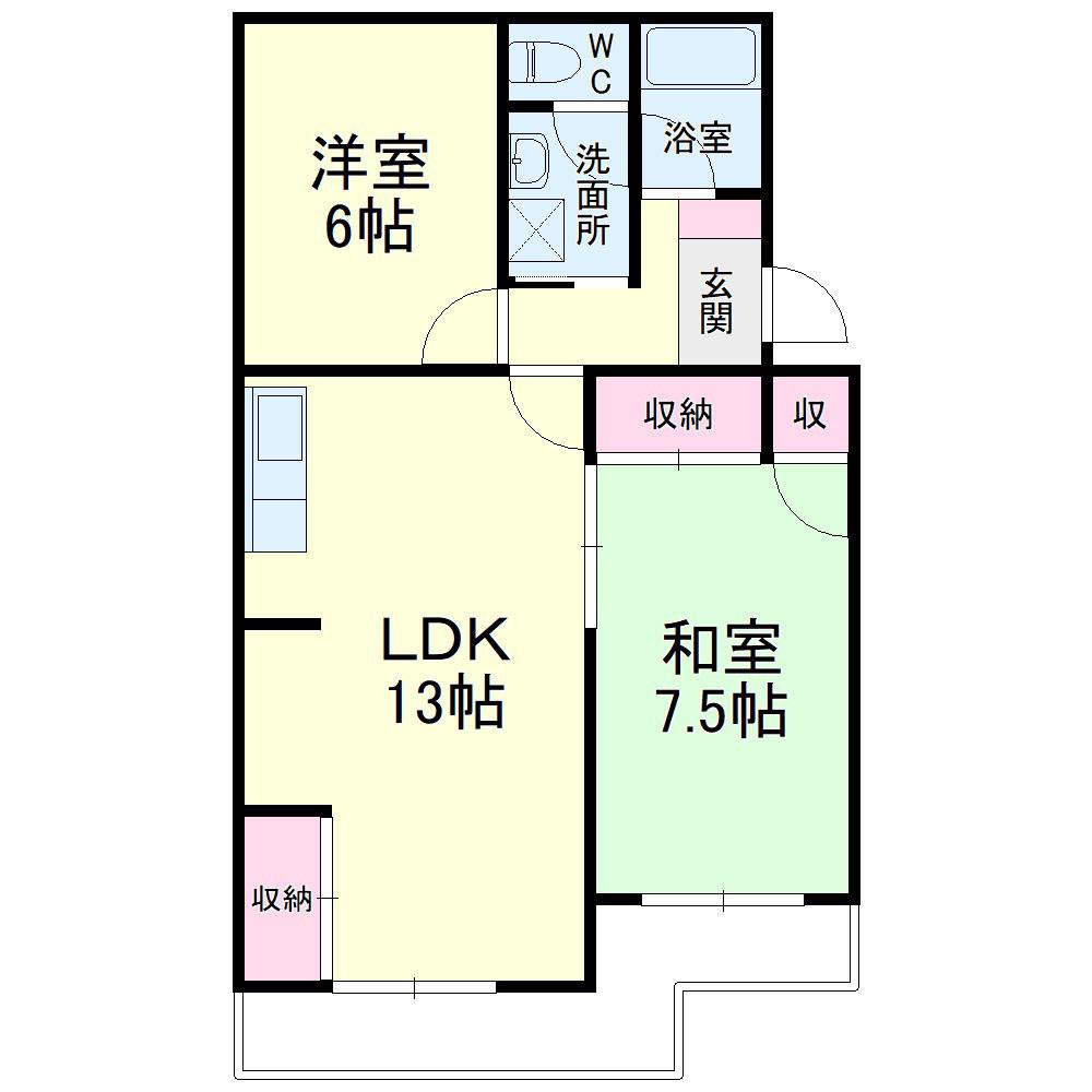 スカイシャトウ城山II(2LDK/2階)の間取り写真