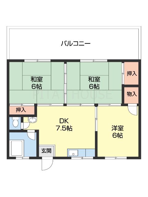 原田マンション(3DK/2階)の間取り写真