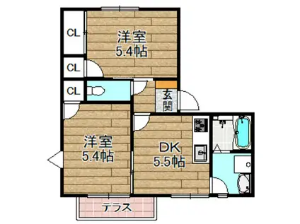 コートコイマ(2DK/1階)の間取り写真