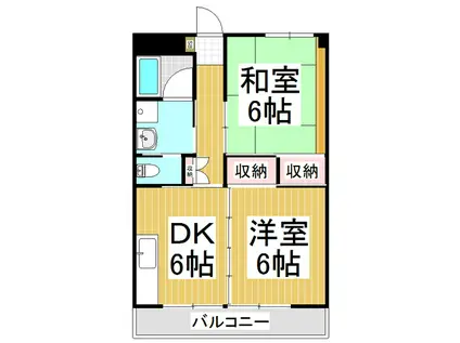 宮尾ハイツ(2DK/5階)の間取り写真