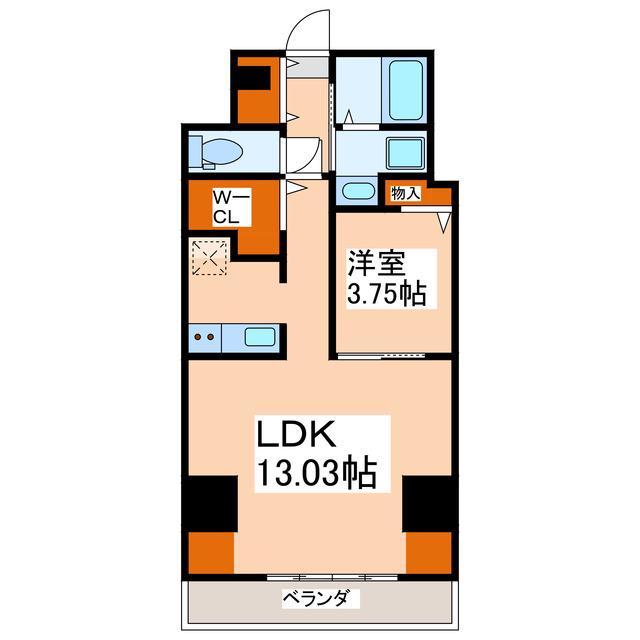 VARCHE ROUGE新町(1LDK/8階)の間取り写真