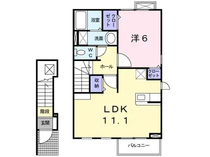 LINOコートII(1LDK/2階)の間取り写真