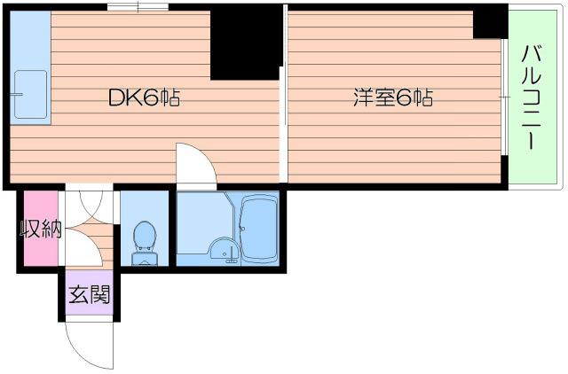夕陽丘フォス・フォルス(1DK/2階)の間取り写真