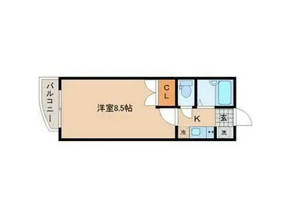 ドウワスカイホーム中山(1K/2階)の間取り写真