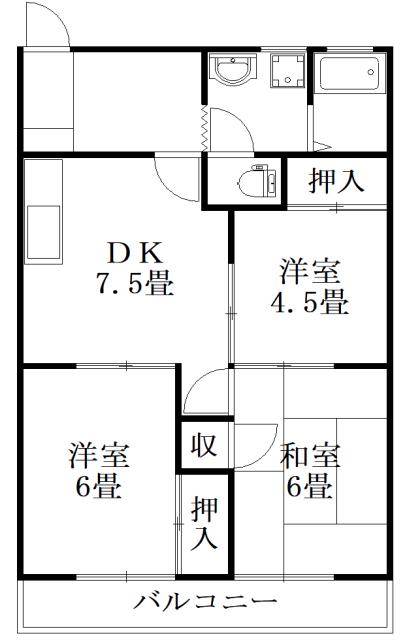 新居レジデンス(3DK/5階)の間取り写真