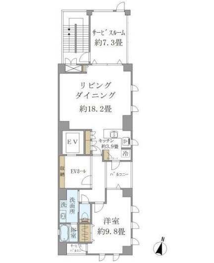 広尾QUARTO 広尾クアルト(1SLDK/7階)の間取り写真