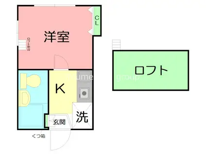 エクレールK-6(1K/1階)の間取り写真