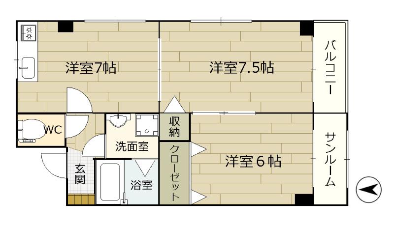 パルティールM&M(2DK/1階)の間取り写真