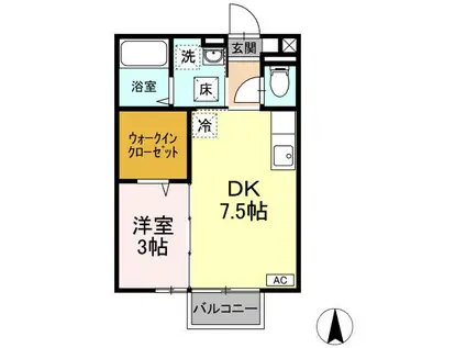 サンライフ八柳A(1DK/1階)の間取り写真