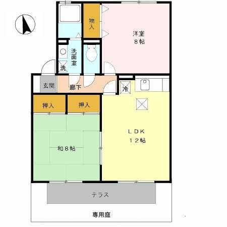 エピソード21(2LDK/1階)の間取り写真