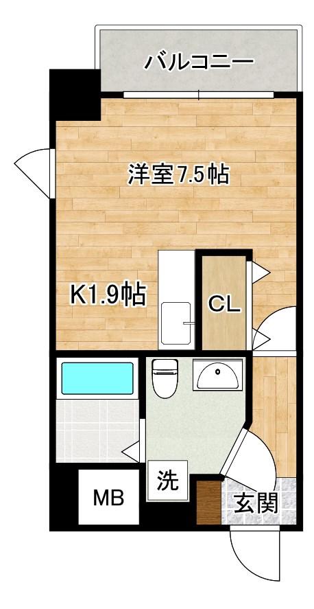 ベルガ南小倉(ワンルーム/8階)の間取り写真