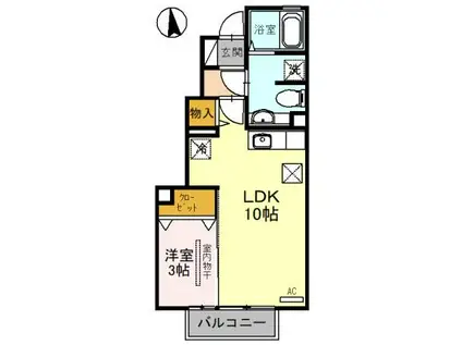 アスタマニアーナ C棟(1LDK/1階)の間取り写真