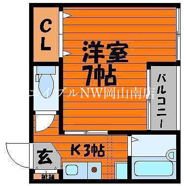 サライ西古松(1K/2階)の間取り写真