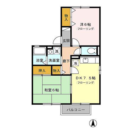 亜津貴3番館(2DK/2階)の間取り写真