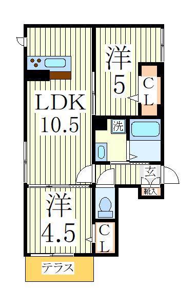 エスポワール A(2LDK/1階)の間取り写真