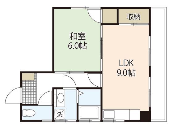 前田ビル(1LDK/4階)の間取り写真