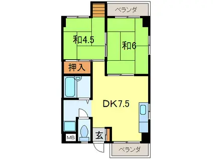 ベルメゾン(2DK/1階)の間取り写真