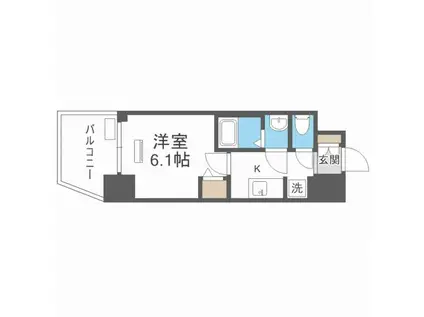 エステムコート神戸グランスタイル(1K/13階)の間取り写真