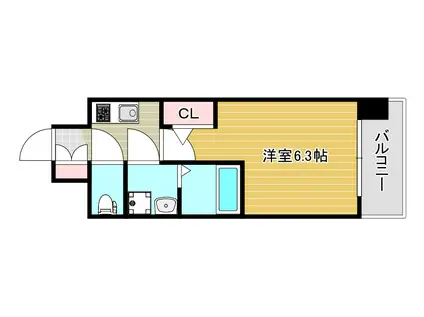 エスリードレジデンス大阪福島シティウエスト(1K/5階)の間取り写真