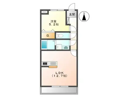 パスカル(1LDK/2階)の間取り写真