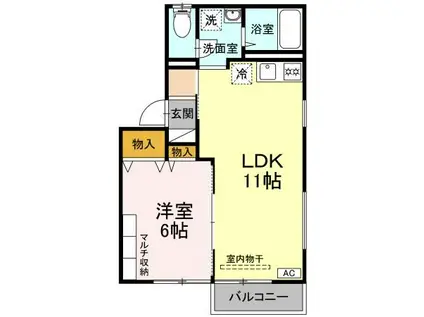 アパートメントコアα(1LDK/2階)の間取り写真