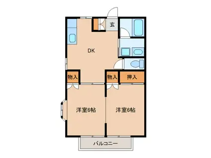 メゾン・ド・ハビー(2DK/2階)の間取り写真