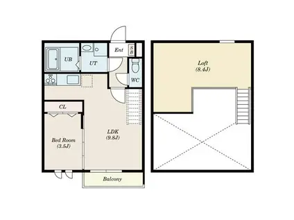 CREO中村公園伍番館(1LDK/1階)の間取り写真