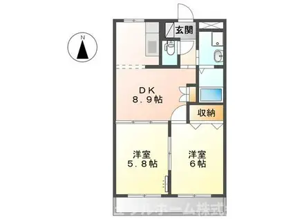 カーサ アルコバレーノ(2DK/1階)の間取り写真