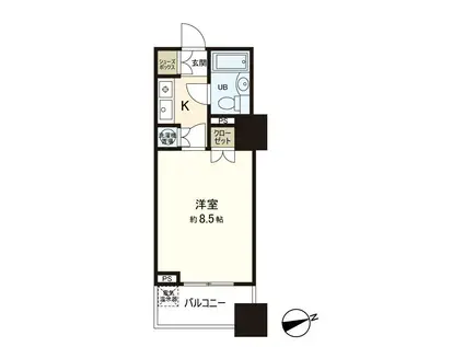 アーバンビューグランドタワー(1K/14階)の間取り写真