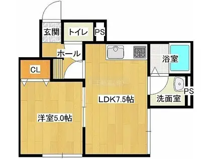 エクセレンス(1LDK/2階)の間取り写真