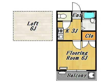 エクセルハイツⅡ(1K/2階)の間取り写真