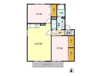 メゾンベール・コーヤ A棟(2LDK/2階)の間取り写真