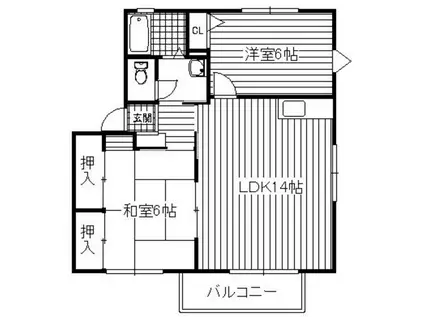 グランデージュ渡辺(2LDK/2階)の間取り写真