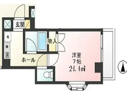 キャッスル町田(1K/7階)の間取り写真