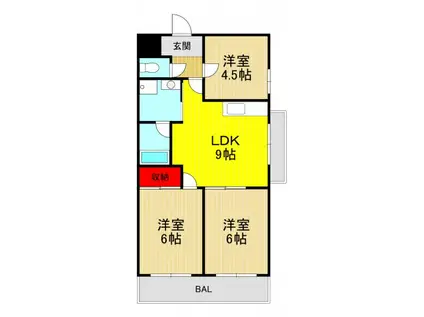 ローズハウス(3LDK/6階)の間取り写真