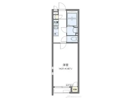 クレイノサウザンドリバー(1K/2階)の間取り写真