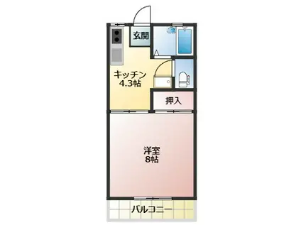 バームタウン(1K/2階)の間取り写真