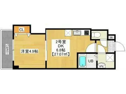 レスパス南花園(1DK/3階)の間取り写真