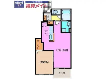 メゾン ラヴィエール II(1LDK/1階)の間取り写真