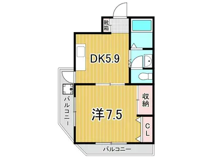 第3昭栄マンション(1DK/3階)の間取り写真