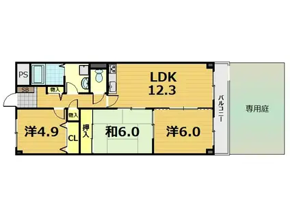 セブンマンション(3LDK/1階)の間取り写真