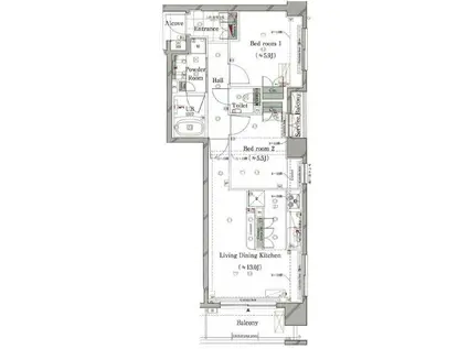 プレシス東神田(2LDK/12階)の間取り写真