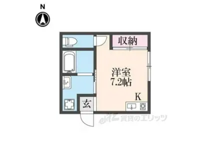 Kレジデンス神宮丸太町(ワンルーム/2階)の間取り写真