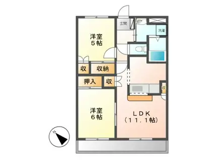 メゾングランディア(2LDK/3階)の間取り写真