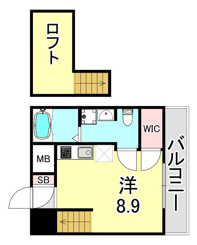 S-FORT神戸小河通(ワンルーム/4階)の間取り写真