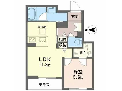 シャーメゾン フェリーチェ 一部子育てグリーン(1LDK/1階)の間取り写真