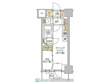 リビオメゾン西麻布(1DK/4階)の間取り写真