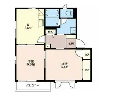 ディアス のみぞB(2DK/2階)の間取り写真