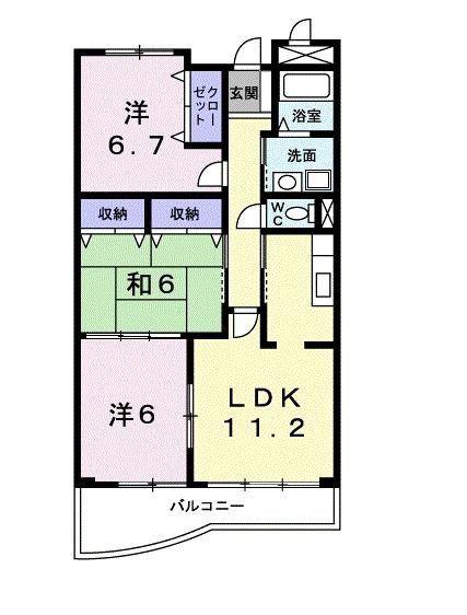 ピュアー双葉(3LDK/1階)の間取り写真