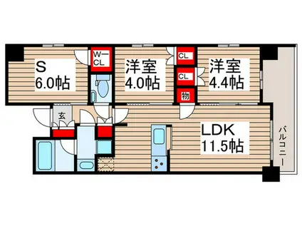 P・S上福岡MS(2SLDK/3階)の間取り写真